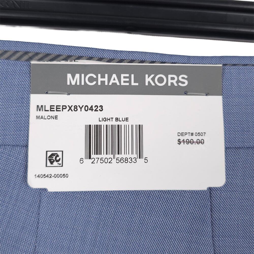 Michael Kors Mens Classic Fit 2 Piece Suit 42L 34x32 Light Blue Stretch Wool NWT - Picture 15 of 16
